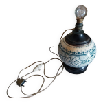Ancien pied de lampe boule cramique terre de fer