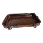 Ancien plat  jus lechefrite 19e terre cuite vernisse art populaire