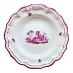 Ancien plat rond creux gien modle paysage rose 1938 / 1960