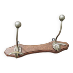 Ancien porte - manteau 2 patères en bois et métal Ancien porte - manteau 2 patères en bois et métal