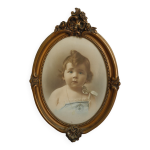Ancien portrait photographie enfant cadre bois doré stuc antique french photo Ancien portrait photographie enfant cadre bois doré stuc antique french photo