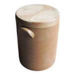 Ancien pot � graisse en gr�s avec couvercle h 36, 5 cm