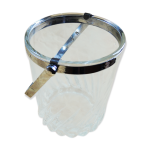 Ancien seau à glace en verre taillé & inox Ancien seau à glace en verre taillé & inox