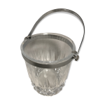 Ancien seau  glaons cristal d'arques avec anse mtal chrom
