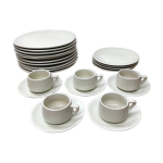 Ancien service pullivuyt 14 assiettes et 5 tasses cramique blanche vintage