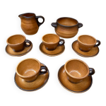 Ancien service th� caf� st amand meylan c�ramique marron beige vintage