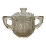 Ancien sucrier verre moulé à facettes Ancien sucrier verre moulé à facettes