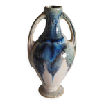 Ancien vase amphore en gr�s �maill� flamm�