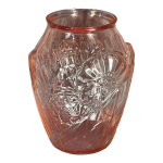Ancien vase art dco sn verre press rose, annes 30