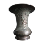 Ancien vase balustre chinois bronze cornet immortels chine xix Ancien vase balustre chinois bronze cornet immortels chine xix