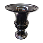 Ancien vase forme médicis verre multicouche noire & transparent vintage Ancien vase forme médicis verre multicouche noire & transparent vintage