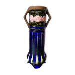 Ancien vase rouleau art deco + anses c�ramique �maill�e vintage