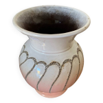 Ancien vase strehla cramique rose & blanche west germany vintage