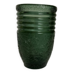 Ancien vase vert en verre moul art dco