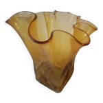 Ancien vase vintage en verre souffle bouche ourle style scandinave annees 60 Ancien vase vintage en verre souffle bouche ourle style scandinave annees 60