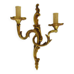 Ancienne applique murale  double feux en bronze, feuille d'acanthes. annes 50