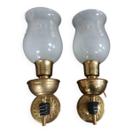 Anciennes appliques murale forme main laiton dor