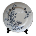 Ancienne assiette en céramique lonchamp modèle chardon terre de fer Ancienne assiette en céramique lonchamp modèle chardon terre de fer