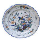 Ancienne assiette chantourne en faience de gien avec motif corne d'abondance