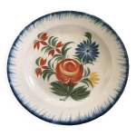Ancienne assiette en faence d auvillar, dcor de peinture florale, xixme