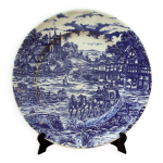 Ancienne assiette scène champêtre de couleur bleue Ancienne assiette scène champêtre de couleur bleue