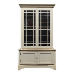 Ancienne bibliothque d'cole, vaisselier blanc patin deux corps anne 1888