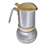 Ancienne cafetire italienne stella taille 2 inox et mtal dor