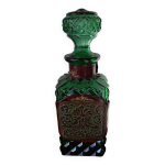 Ancienne carafe bouteille cuir whisky vert émeraude Ancienne carafe bouteille cuir whisky vert émeraude