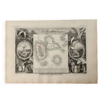 Ancienne carte illustre des antilles guadeloupe grande - terre 1840