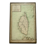 Ancienne carte de l'isle de corse encadre sous verre