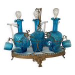 Ancienne cave � liqueur legras , carafes et verres, support pattes de lion