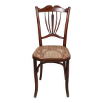 Ancienne chaise de bistrot en cannage, estampille fischel