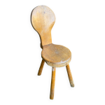 Ancienne chaise brutaliste deco montagne bois massif vintage