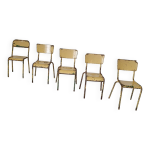 Anciennes chaises d'cole empilables des annes 1950