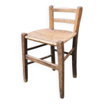 Ancienne chaise pour enfant en bois & cannage