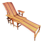 Ancienne chaise longue en rotin et osier, vers 1930
