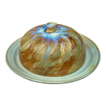 Ancienne cloche a fromage avec son plateau en cramique signature  identifier