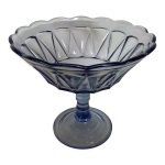 Ancienne coupe à pied verre moulé bleu Ancienne coupe à pied verre moulé bleu