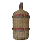 Ancienne gourde de plerin en rotin lourdes