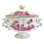 Ancienne grosse soupi�re l�gumier gien mod�le paysage rose 1938 / 1960