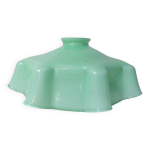 Ancienne lampe suspension verre opaline lustre abat jour vintage vert mint