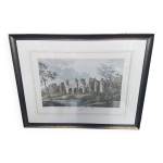Ancienne lithographie couleur aqueduc romain frjus + cadre bois noir #a686