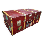 Ancienne malle de voyage en mtal et bois