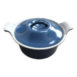 Ancienne marmite en fonte emaille bleue le creuset