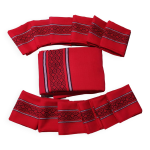 Ancienne nappe rectangulaire rouge basque et 12 serviettes assorties dralon Ancienne nappe rectangulaire rouge basque et 12 serviettes assorties dralon