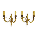 Ancienne paire d'appliques murales  double feux en bronze. annes 60