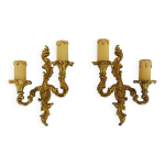 Ancienne paire d'appliques murales  double feux en laiton, annes 60