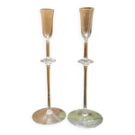 Ancienne paire bougeoirs ou soliflores cristal villeroy et boch