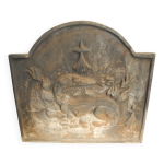 Ancienne plaque de chemine en fonte salamandre