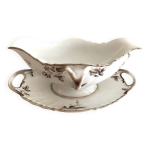Ancienne saucire & son dormant (ravier) porcelaine fine style louis xv